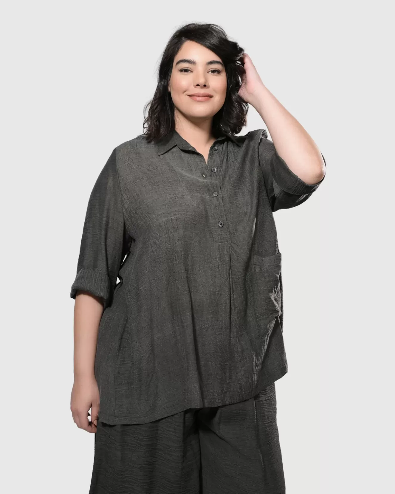 * Tunics>Alembika. Dana Popover Blouse. Dove