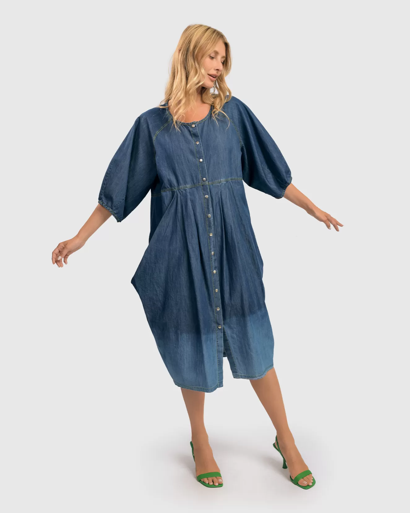 * Boutique-Style Dresses>Alembika. Empire Waist Dress. Denim