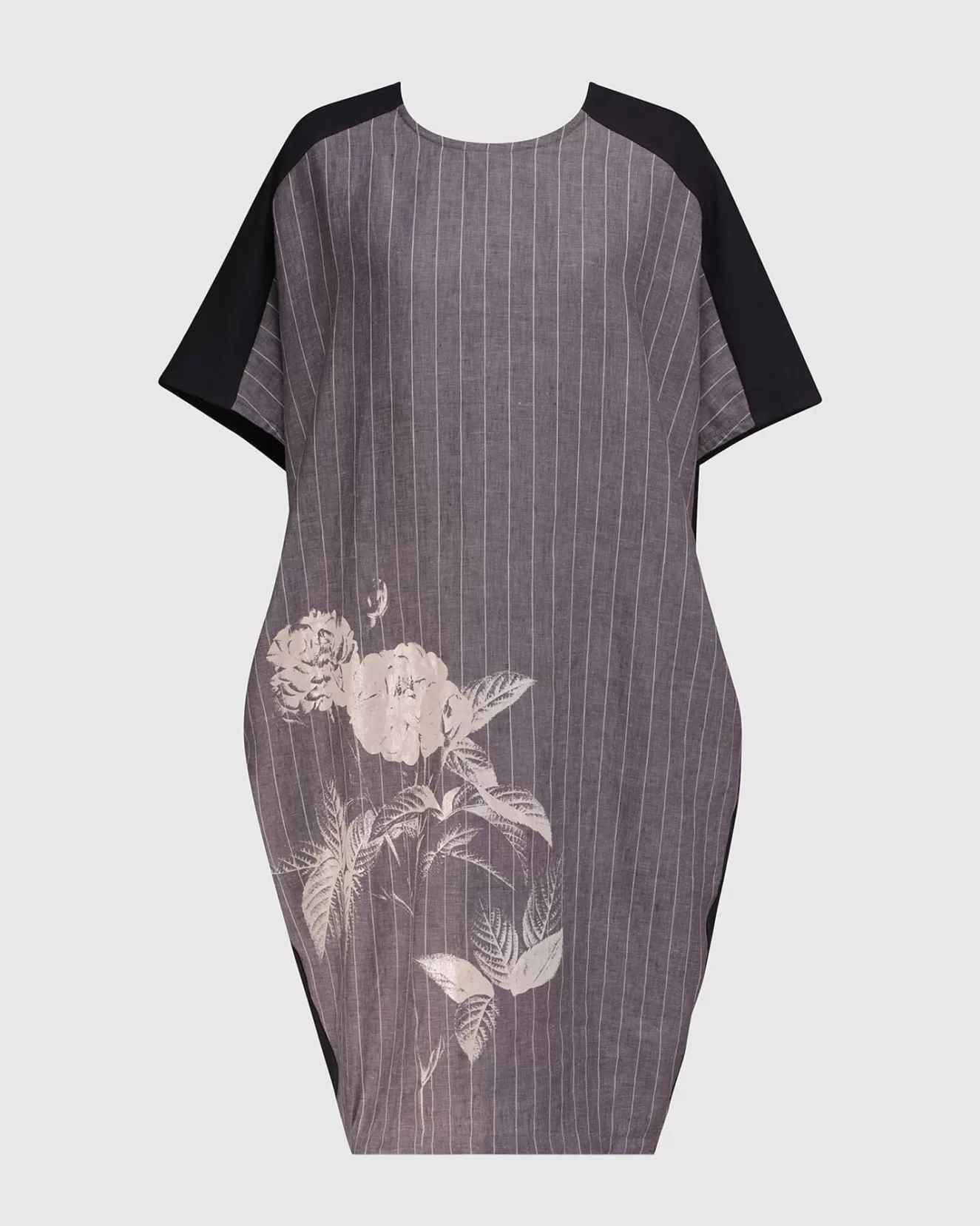 * Boutique-Style Dresses>Alembika. Floral Stripe Dress. Grey