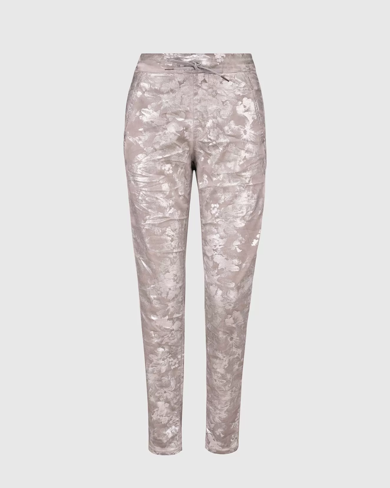 * Pants>Alembika. Iconic Stretch Jeans. Floral. Silver