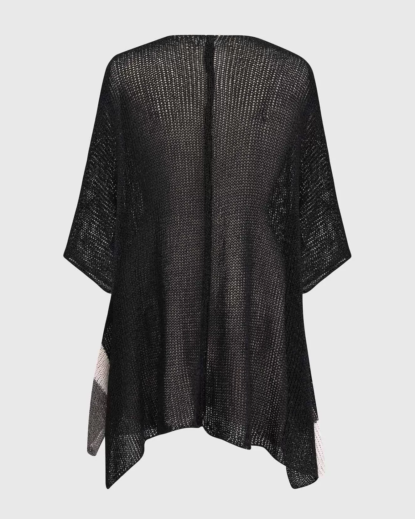 * Sweaters>Alembika. Open Knit Asymmetrical V-Neck Sweater. Black