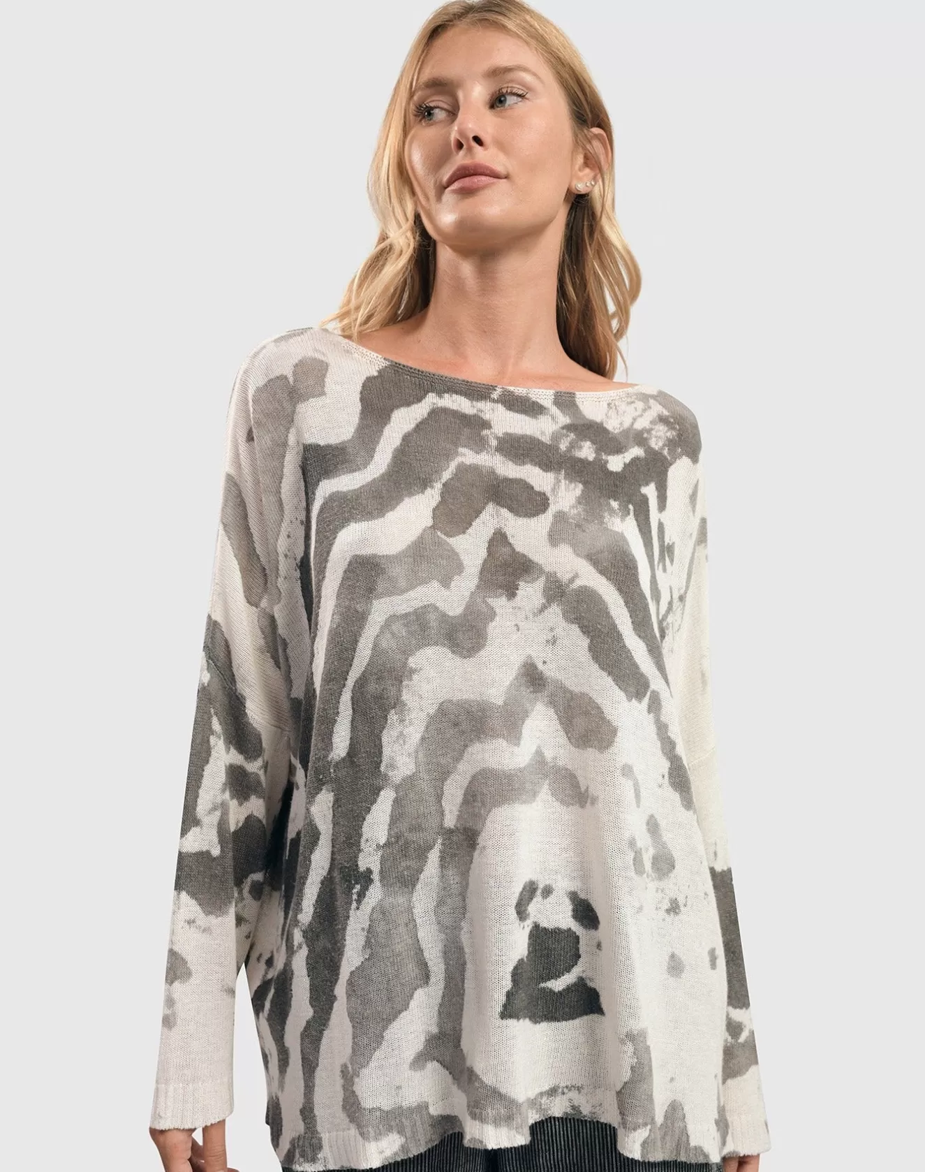 * Sweaters>Alembika. Water Color Boxy Sweater In . Stone