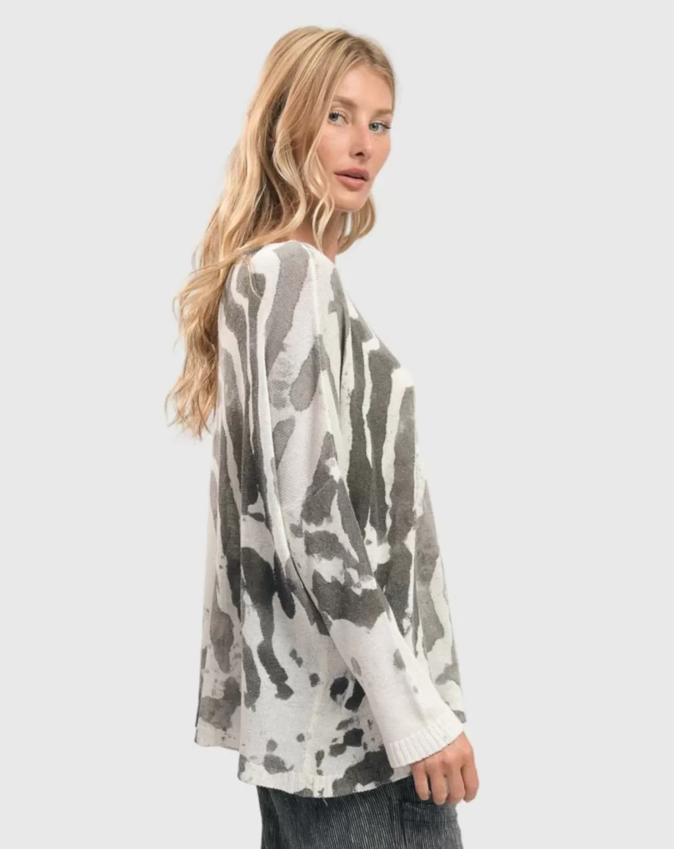 * Sweaters>Alembika. Water Color Boxy Sweater In . Stone
