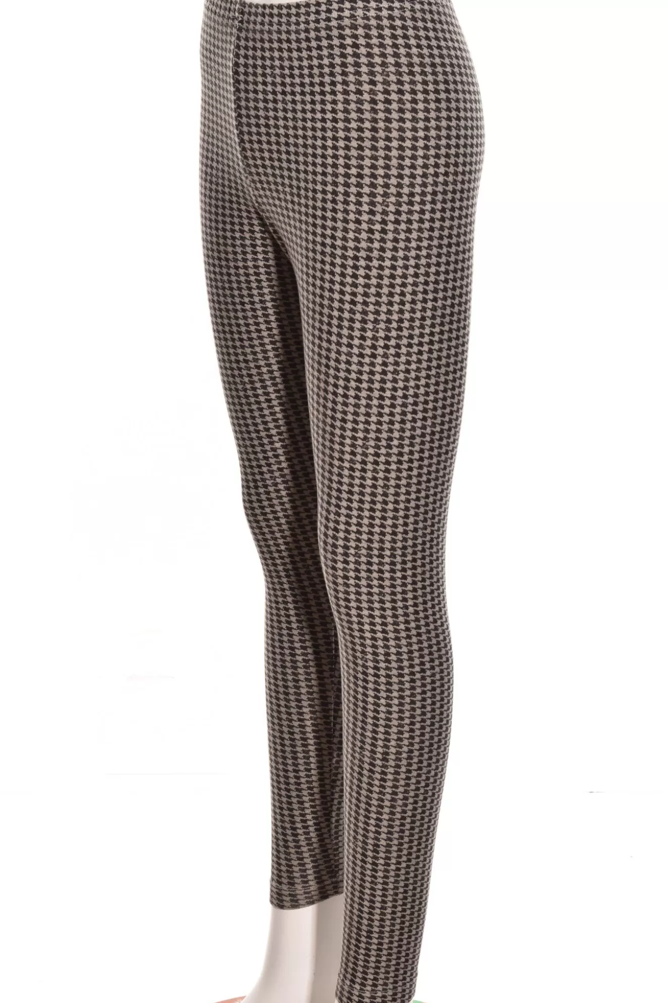 * Leggings>Bryn Walker. French Terry Basic Legging. Houndstooth Print. Turnip