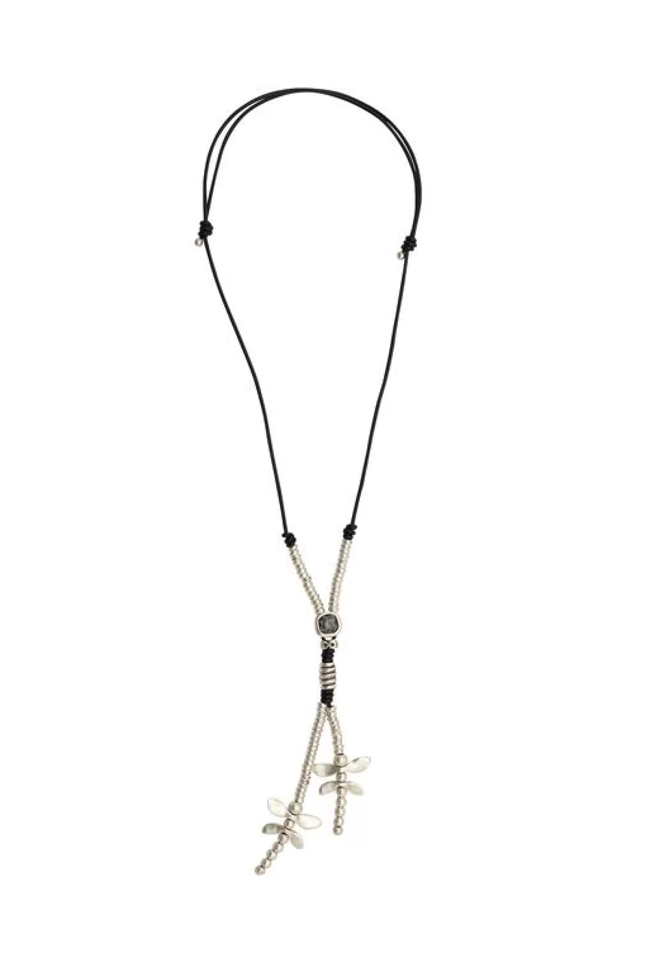 * Necklaces>Chanour. Hand Made Pewter & Leather Necklace With Crystal.