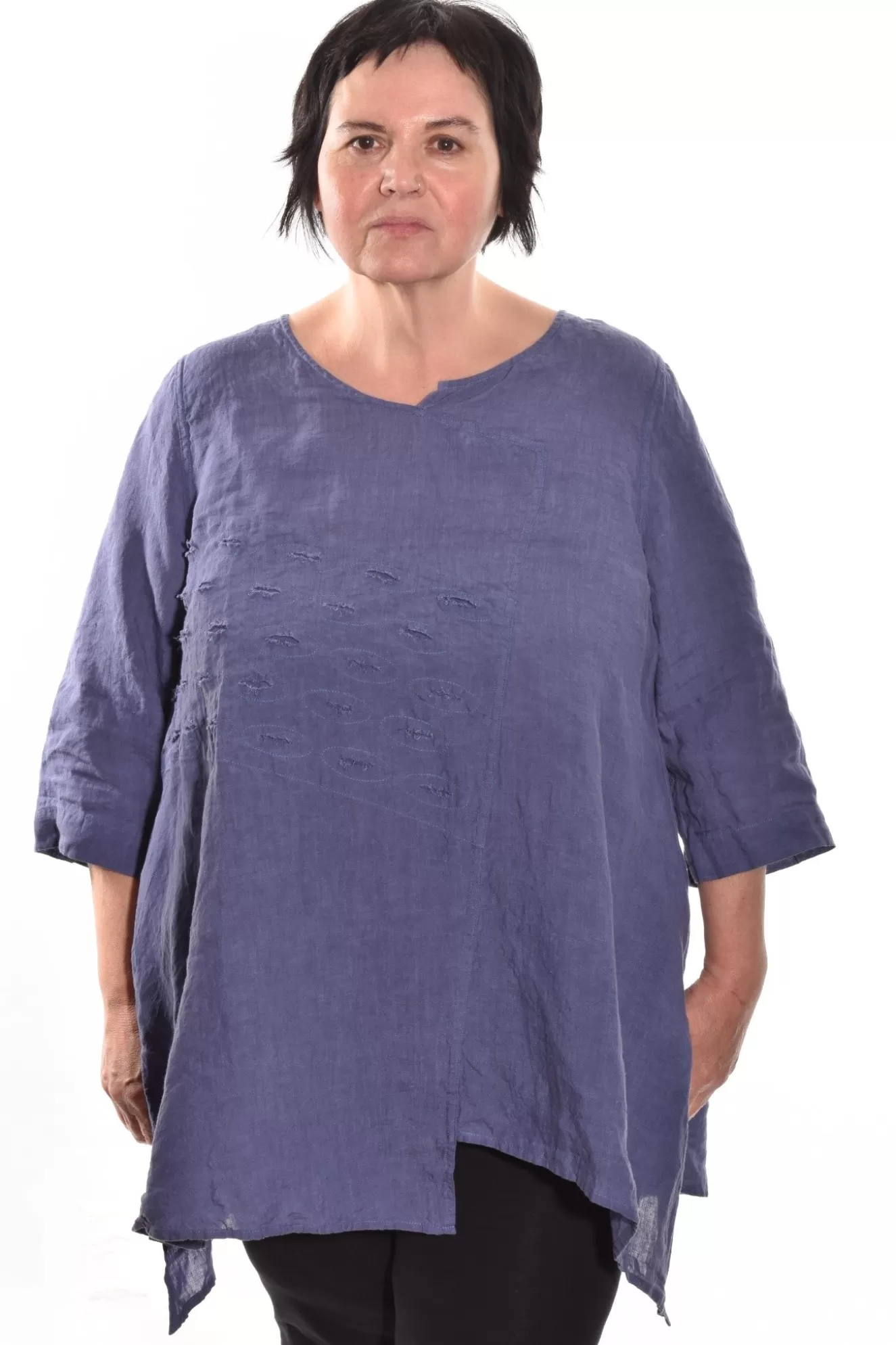 * Tunics>Cheyenne. Asymmetrical Tunic. Iris-Blue