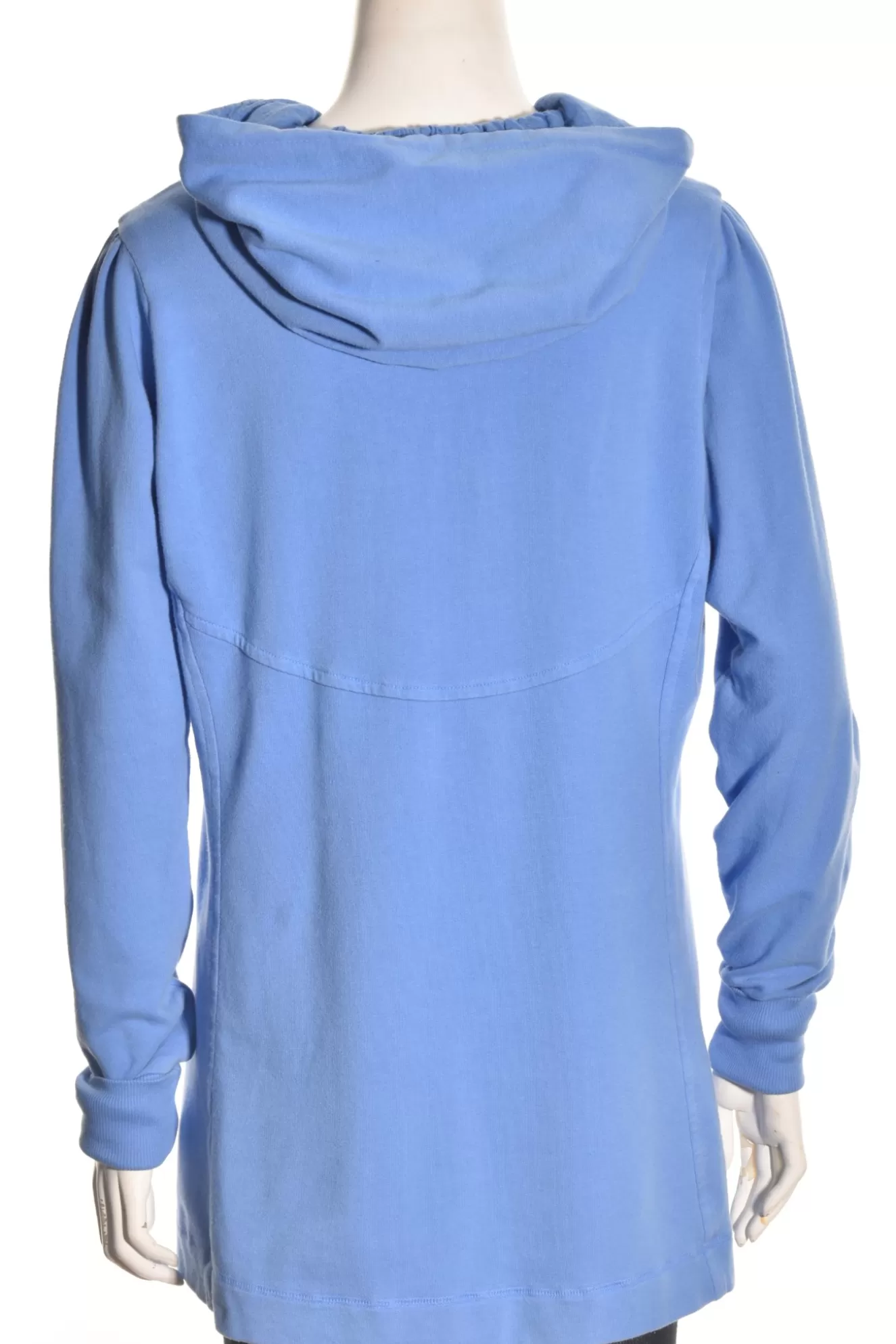 * Hoodie>Color Me Cotton. Zip Front Hoodie With Yoke Bands Pockets. Lapis