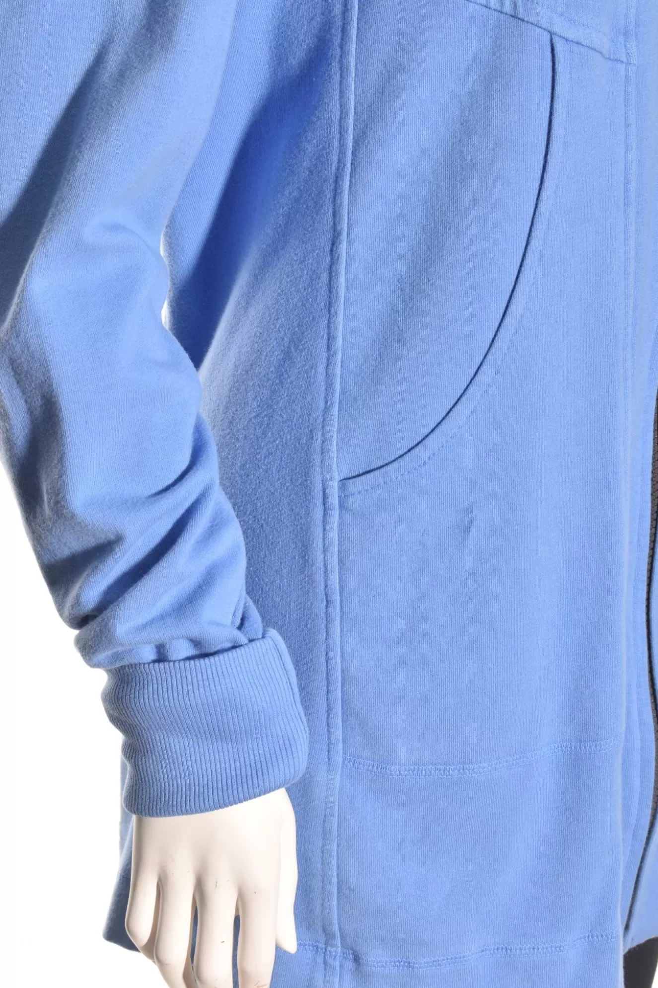 * Hoodie>Color Me Cotton. Zip Front Hoodie With Yoke Bands Pockets. Lapis