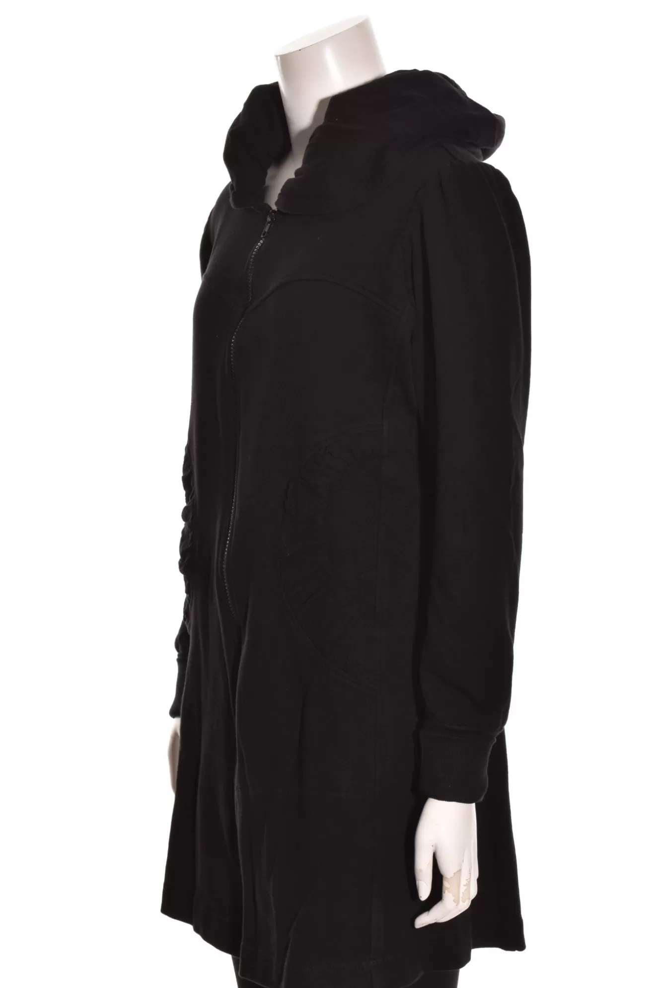 * Hoodie>Color Me Cotton. Zip Front Long Hoodie. Black