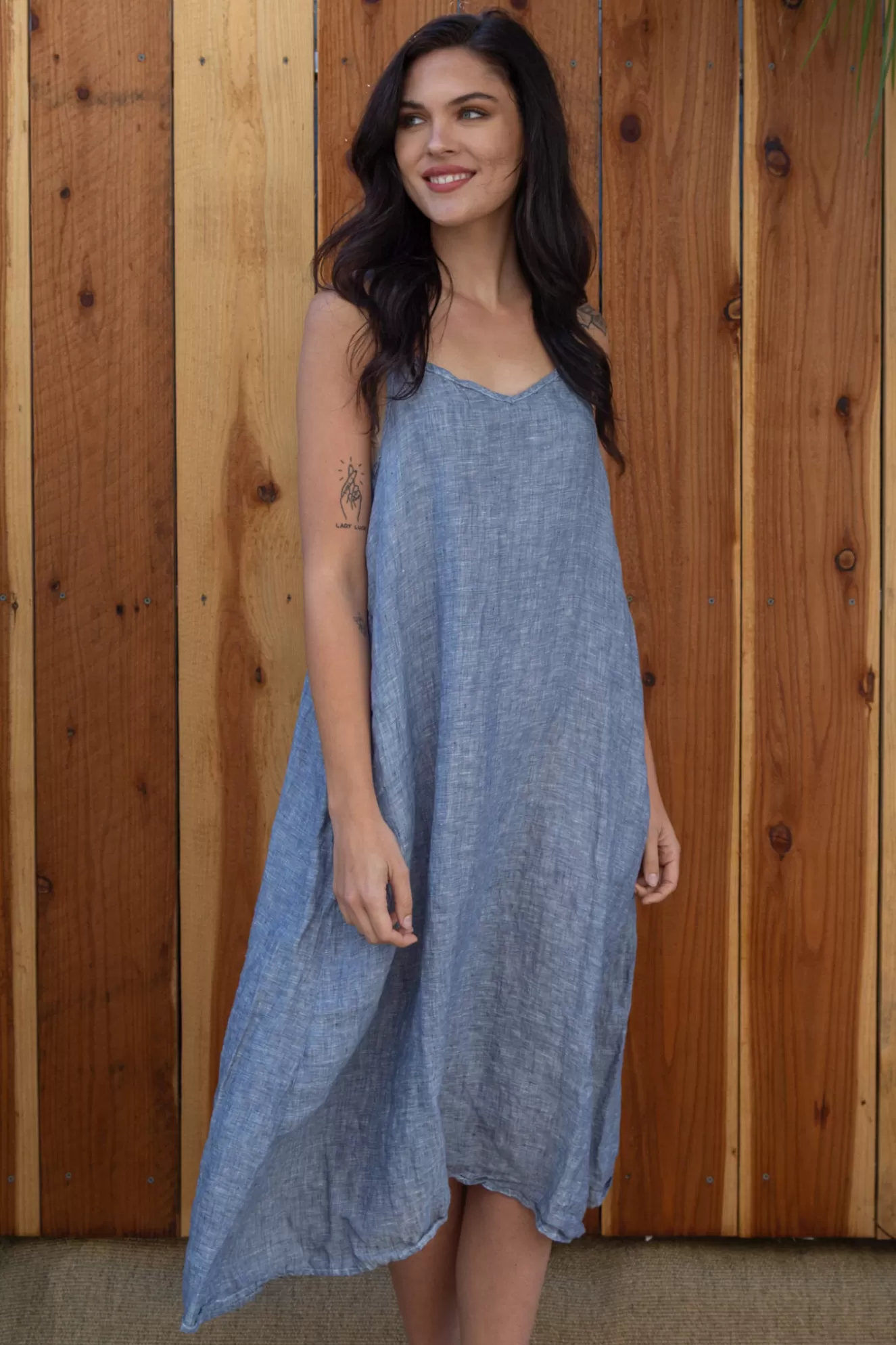 * Boutique-Style Dresses>Cp Shades. Fairie Dress. (Faded Denim). Faded-Denim