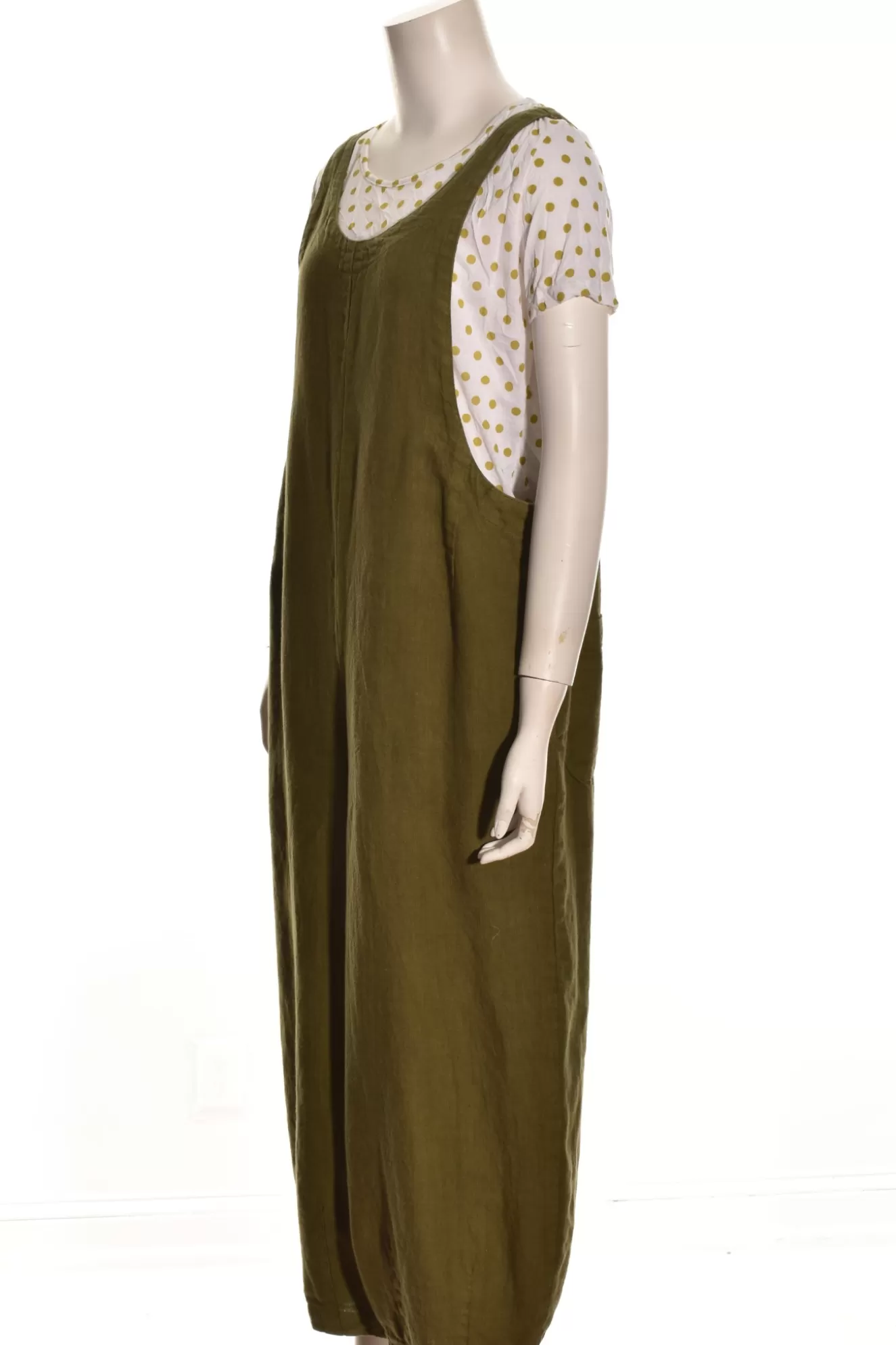 * Overalls>Cut Loose. Solid Linen Overall. Jungle