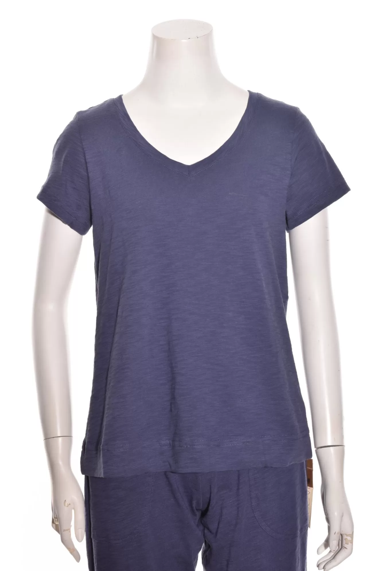 * Tees>Escape By Habitat. Cotton Slub V-Neck Tee. Navy