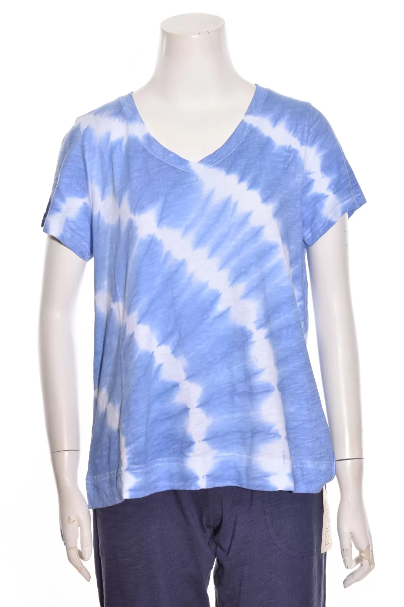 * Tees>Escape By Habitat. Tie Dye Slub V-Neck Tee. Marina