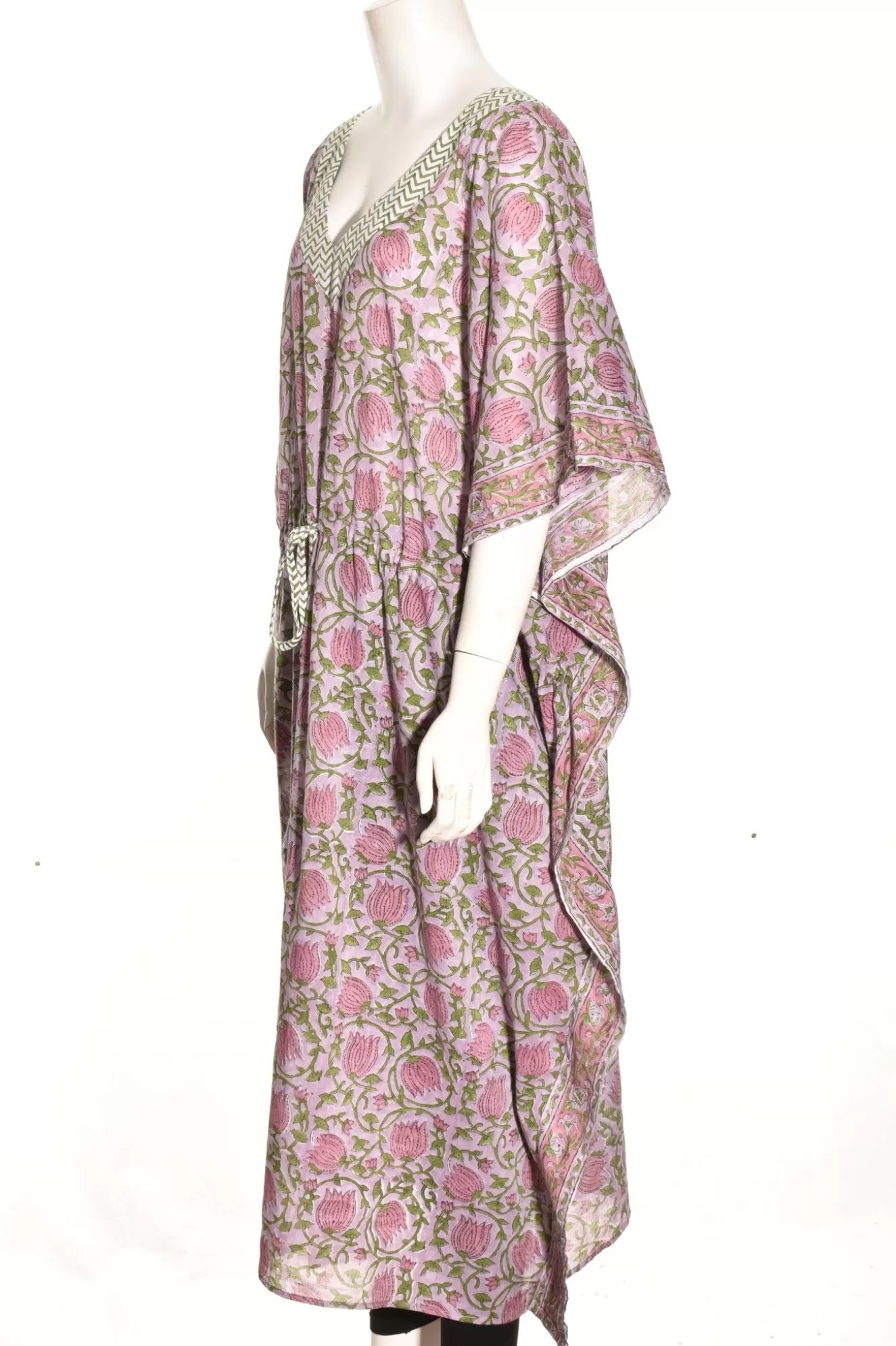 * Boutique-Style Dresses>Lea's Clothing. Drawstring Kaftan. Pink-Tulip