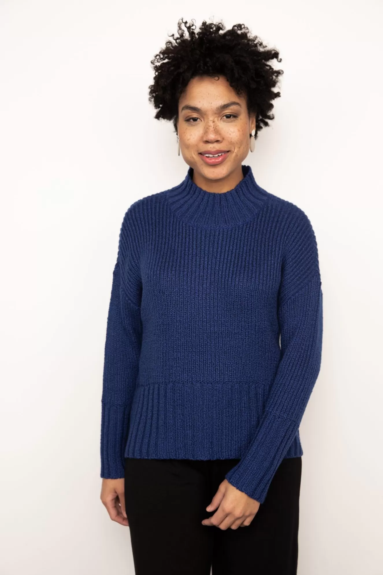 * Sweaters>Liv. By Habitat. Cozy Bunny Funnel Neck Sweater. Cobalt