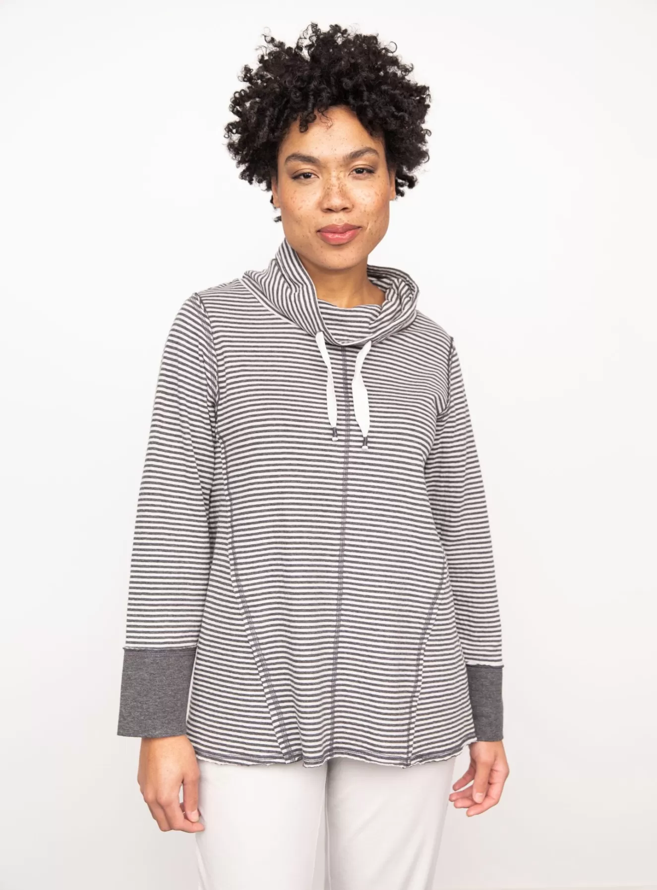 * Hoodie>Liv. By Habitat. Double Fleece Striped Spa Cowl. Sand