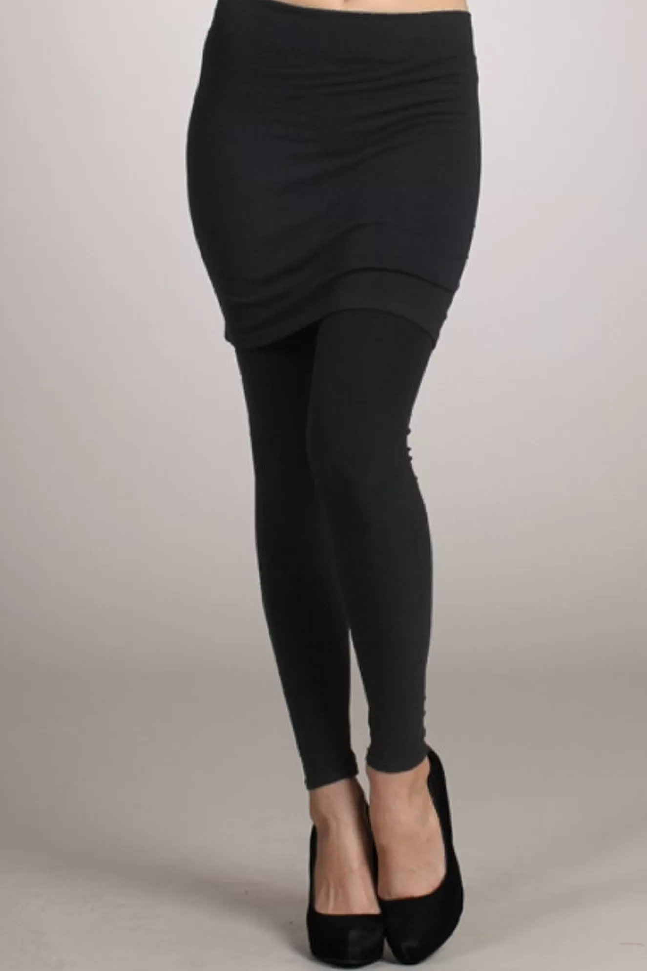 * Leggings>M. Rena. Long Legging With Skirt. Black