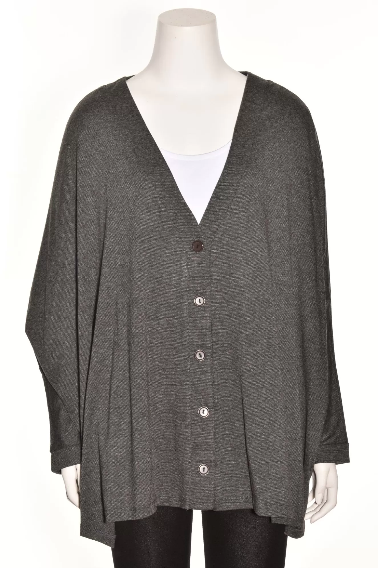 * Cardigans>Match Point. Slouchy Pin Stripe Cardigan. Black-And-White-Pinstripe