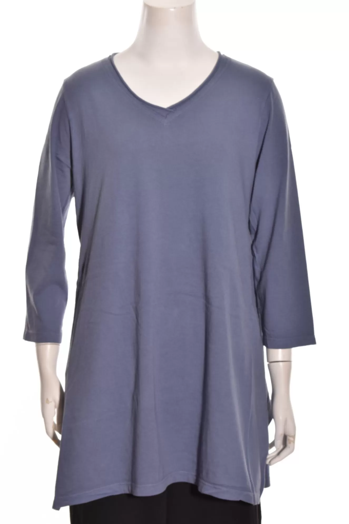 * Tunics>Prairie Cotton. Relaxed 3/4 Sleeve A-Line Tunic. Deepwater