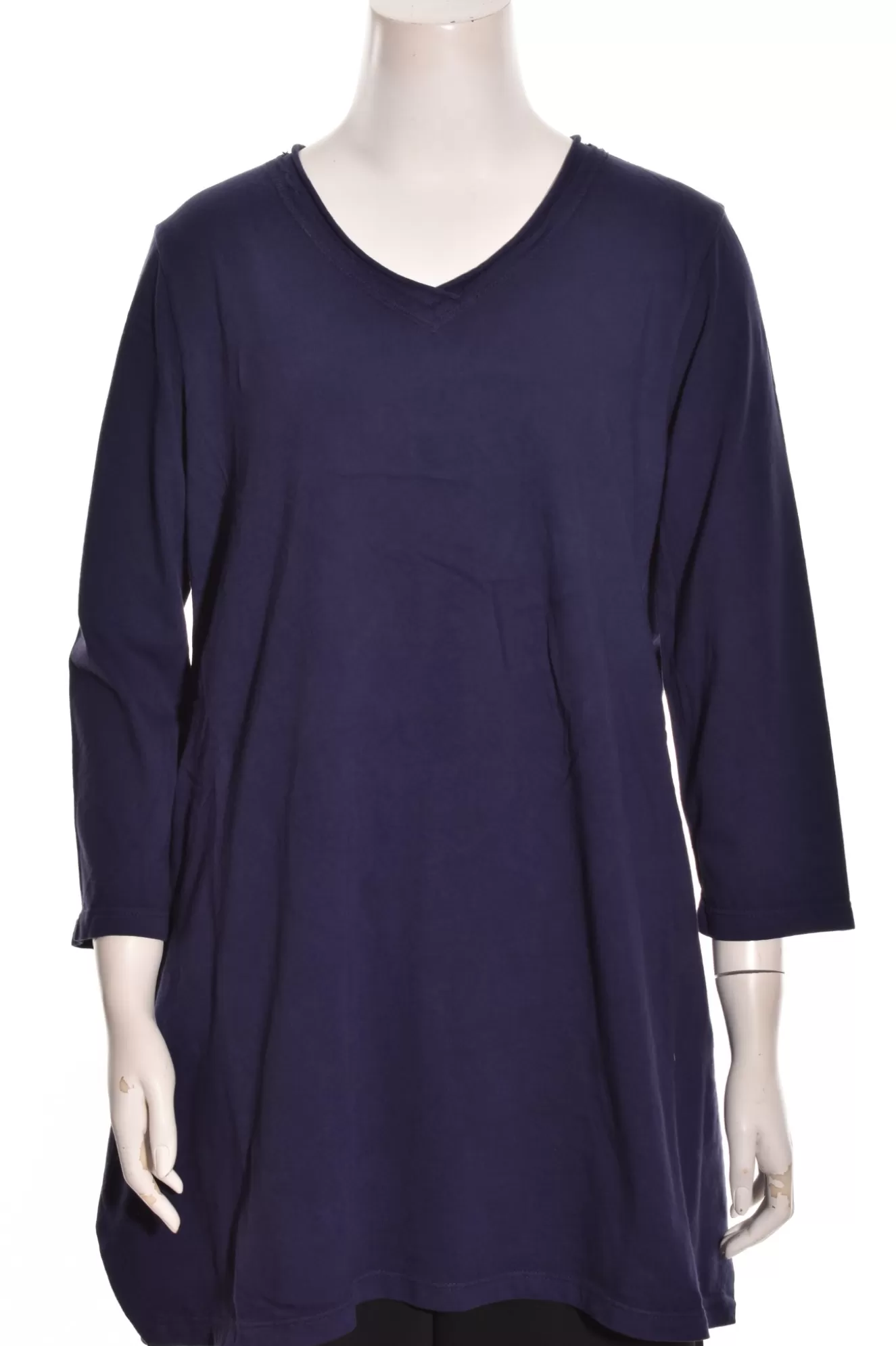 * Tunics>Prairie Cotton. Relaxed 3/4 Sleeve A-Line Tunic. Navy