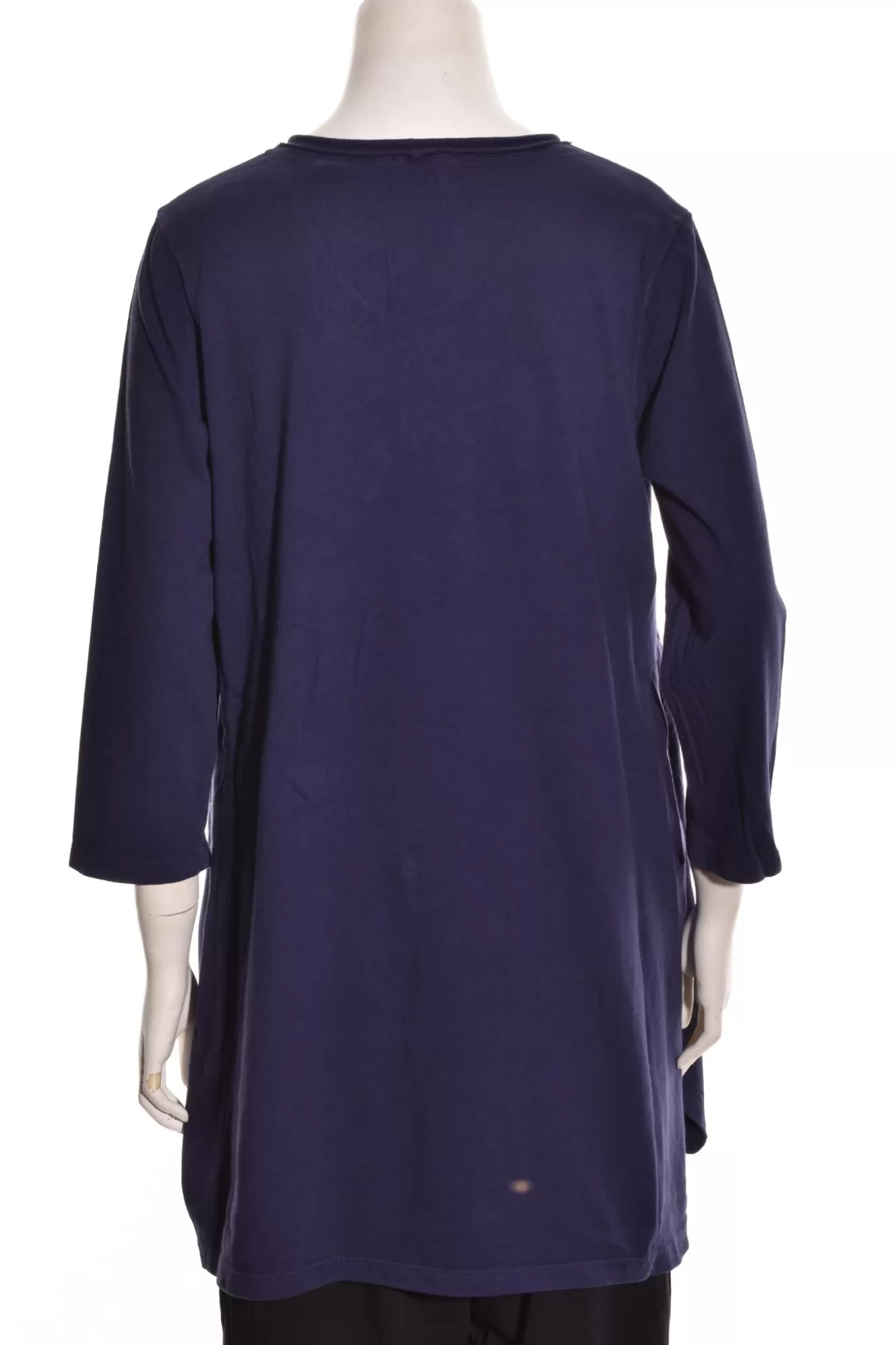 * Tunics>Prairie Cotton. Relaxed 3/4 Sleeve A-Line Tunic. Navy