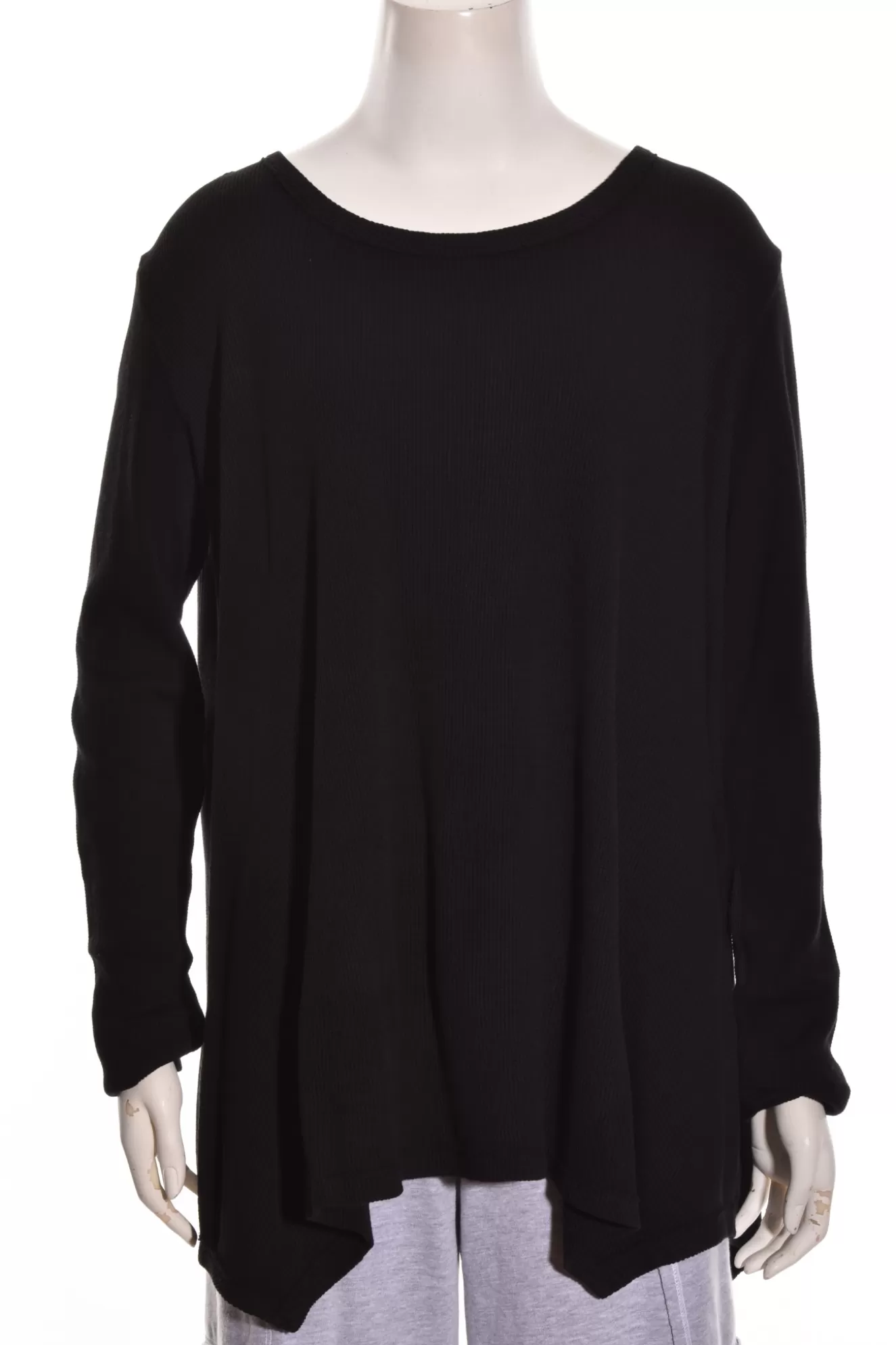 * Tunics>Prairie Cotton. Relaxed Long Sleeve A-Line Tunic. Black