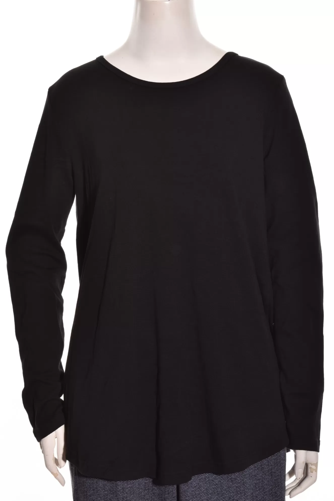 * Tunics>Prairie Cotton. Relaxed Round Neck Tunic. Black