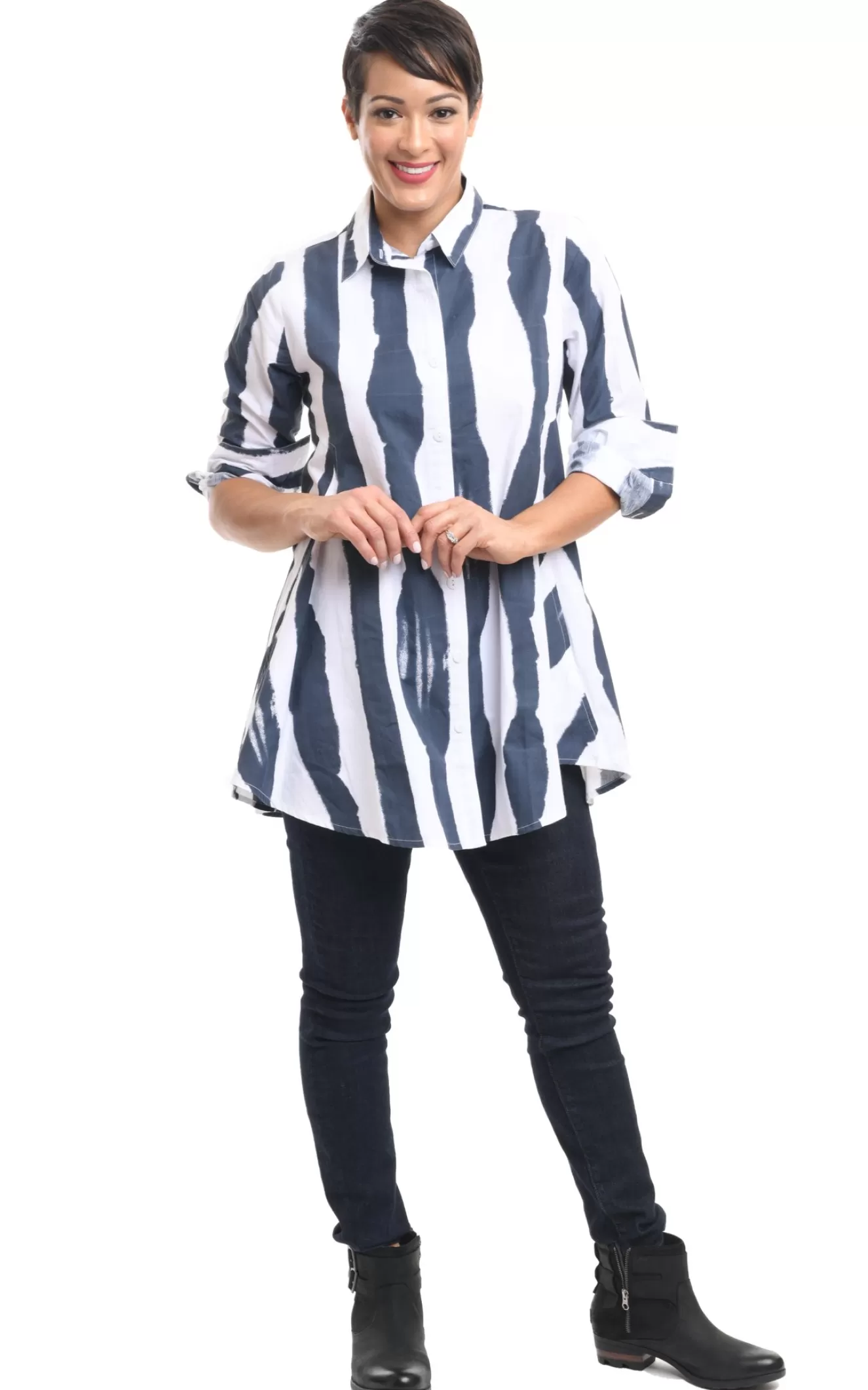 * Shirts>Snapdragon And Twig. Dinah Tunic. Wavy-Stripe