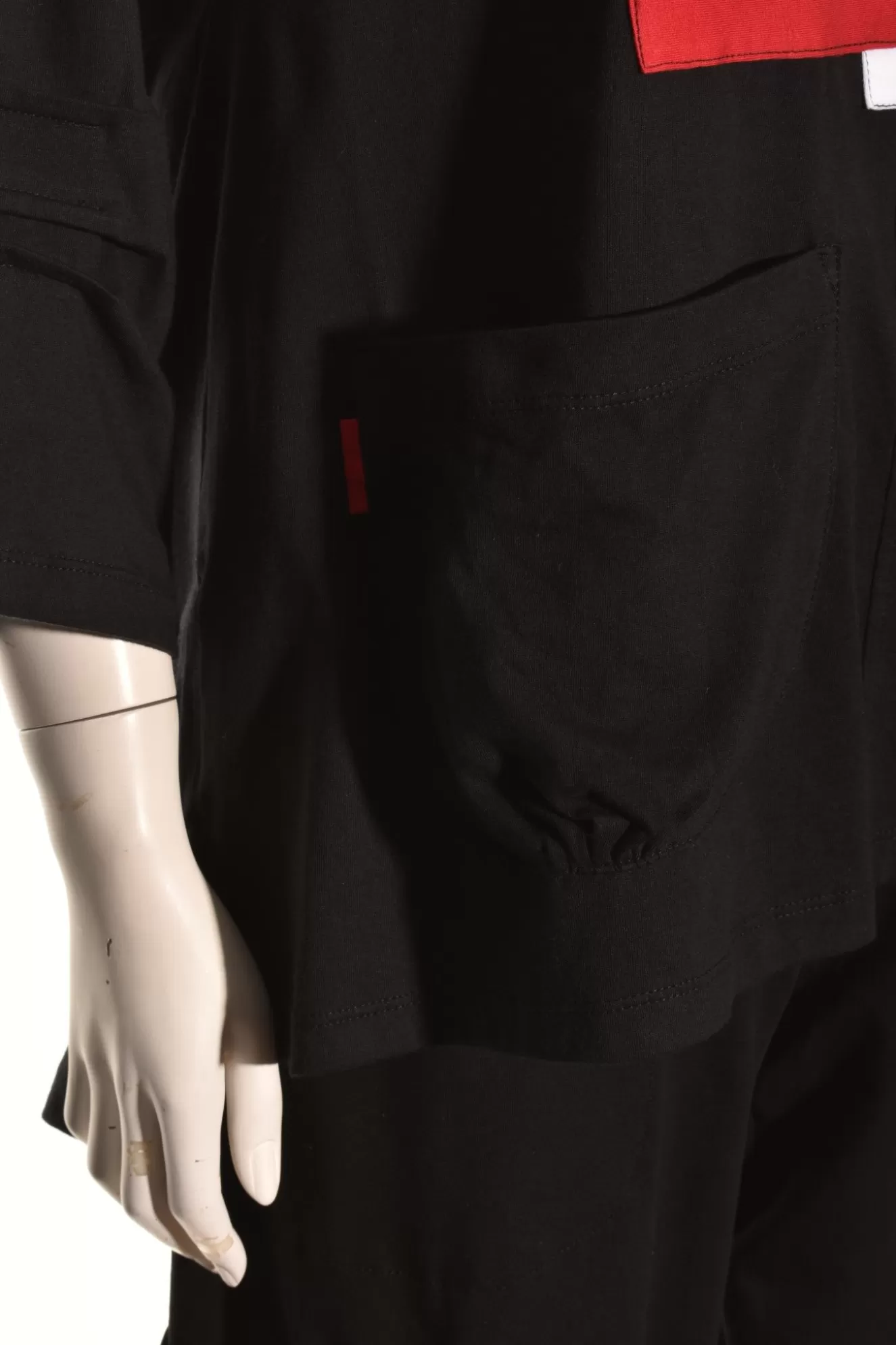 * Tees>Yasuko. Patch Peated Blouse. Black